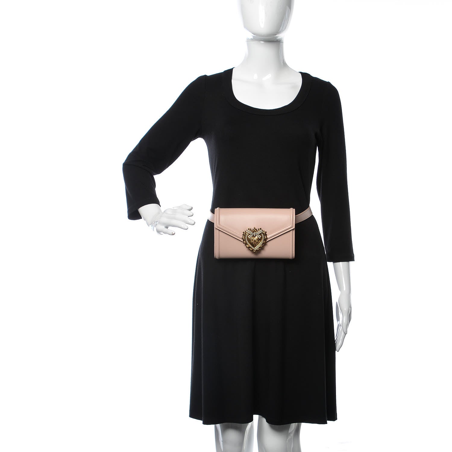 Dolce & Gabbana Agnello Vitello Devotion Belt Bag 85 34 Rosa Laminato 2 of 9