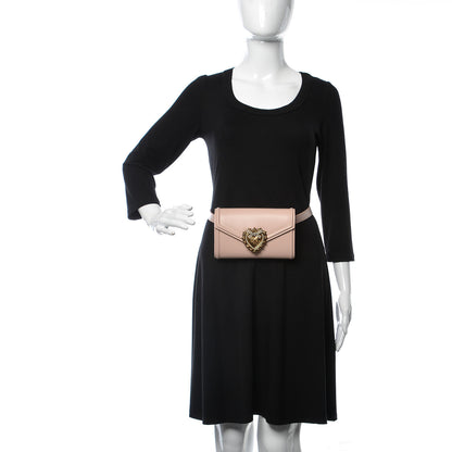 Dolce & Gabbana Agnello Vitello Devotion Belt Bag 85 34 Rosa Laminato 2 of 9