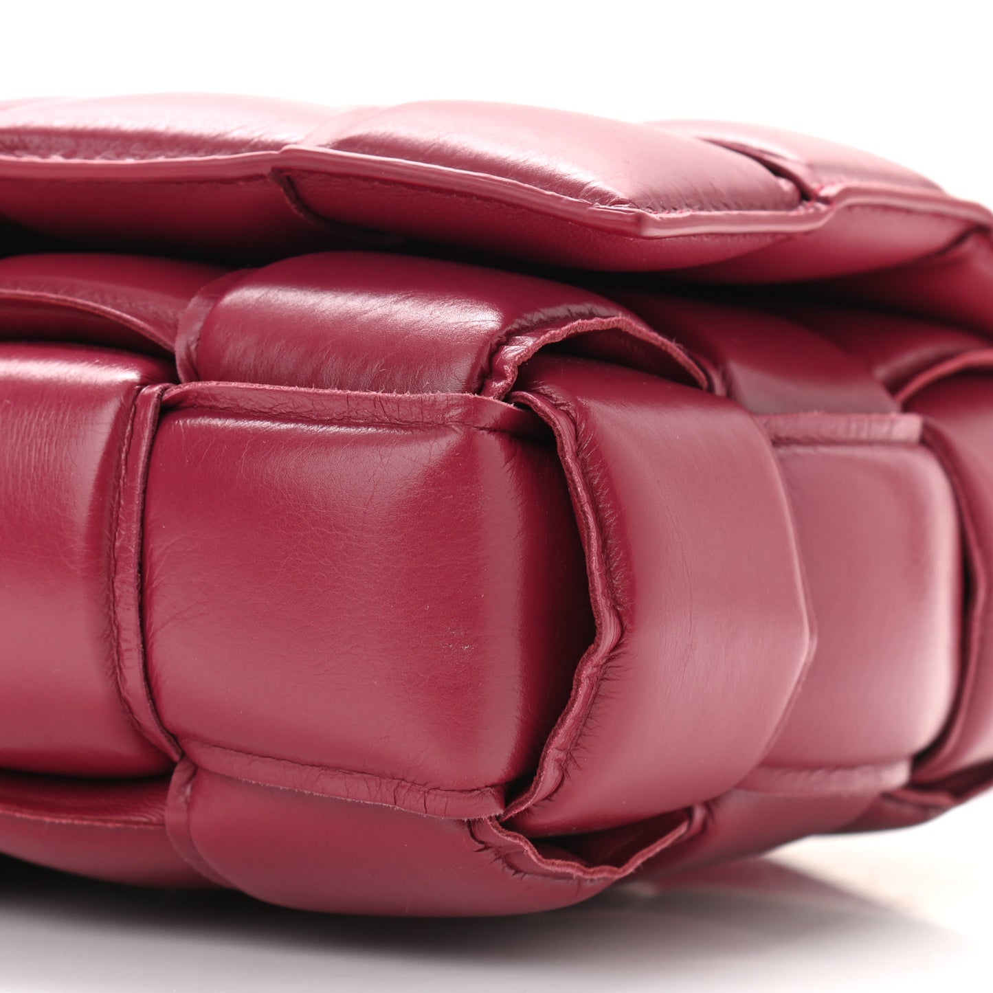 Paper Calfskin Maxi Intreccio Padded Cassette Crossbody Bag Amaranto