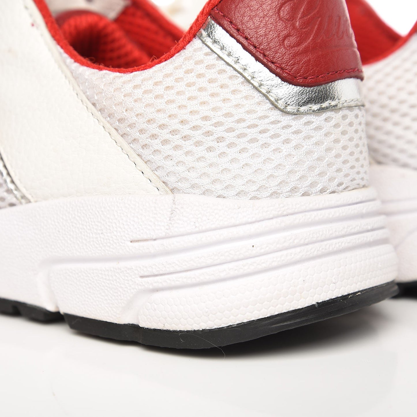 Calfskin Air Mesh Web Sneakers 36 White