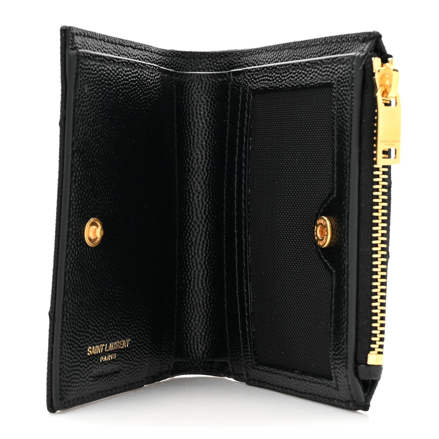 Grain De Poudre Matelasse Chevron Monogram Compact Wallet Black