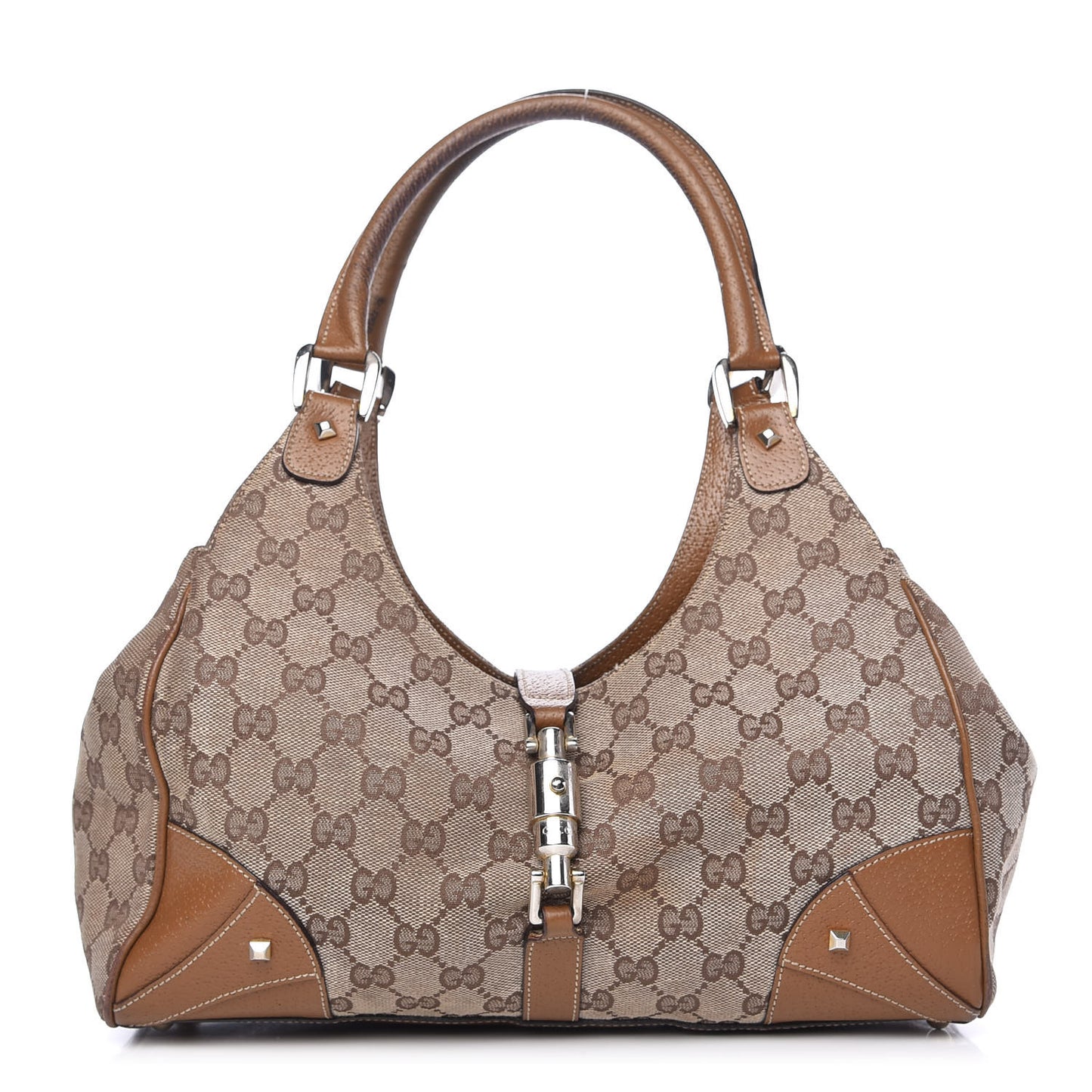 Monogram Calfskin Large Bardot Shoulder Bag Brown