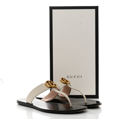 Gucci Calfskin GG Marmont Thong Sandals 37 Mystic White 8 of 8