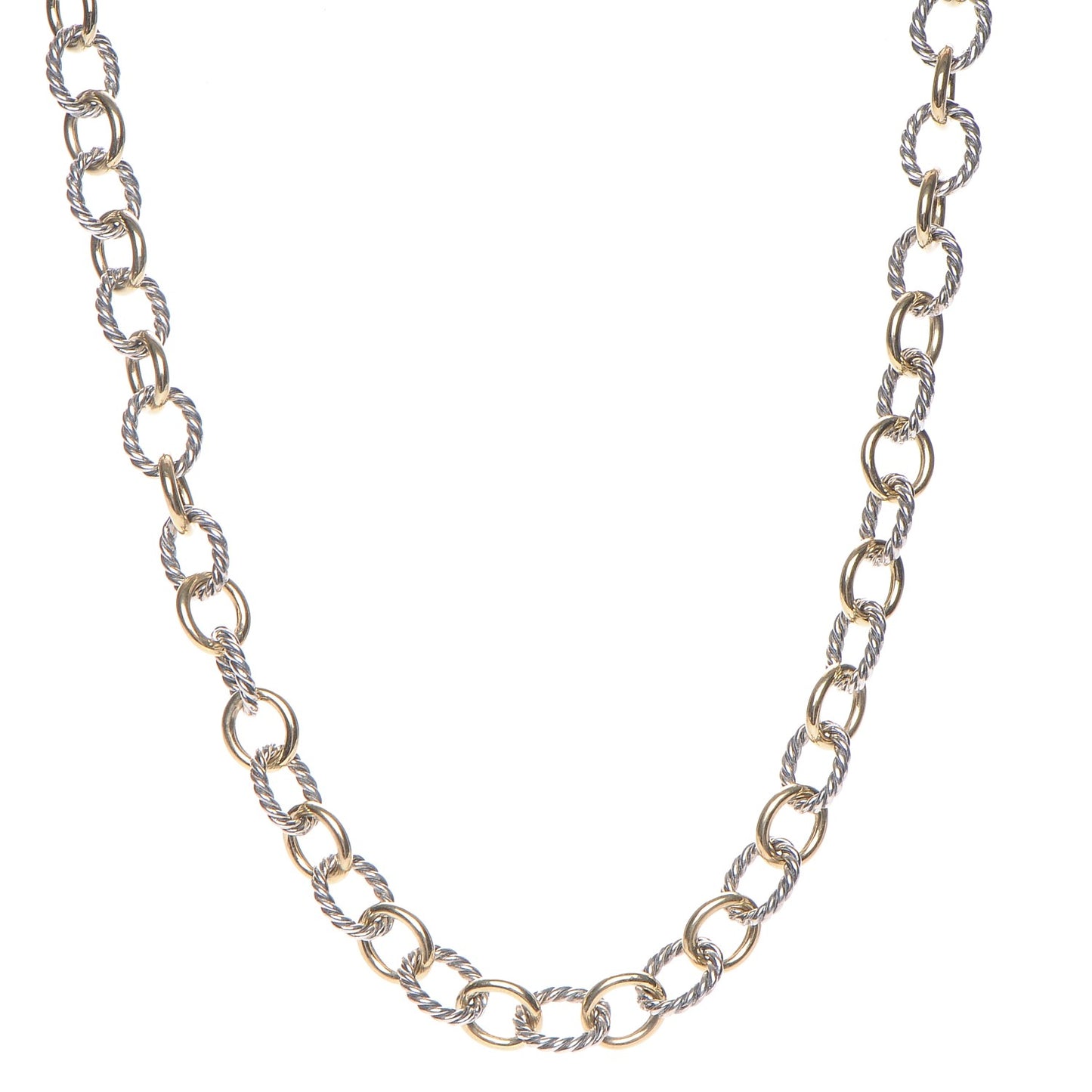 Sterling Silver 18K Yellow Gold 10mm Medium Oval Link Necklace