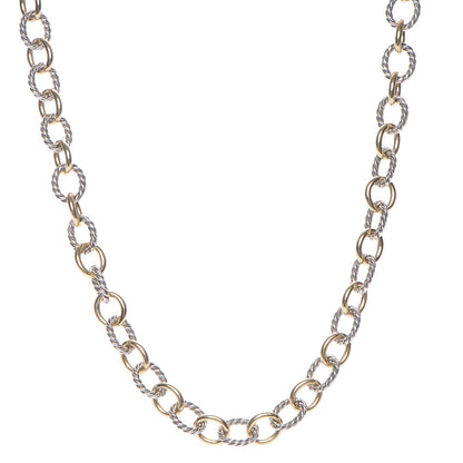 David Yurman Sterling Silver 18K Yellow Gold 10mm Medium Oval Link Necklace 1 of 5