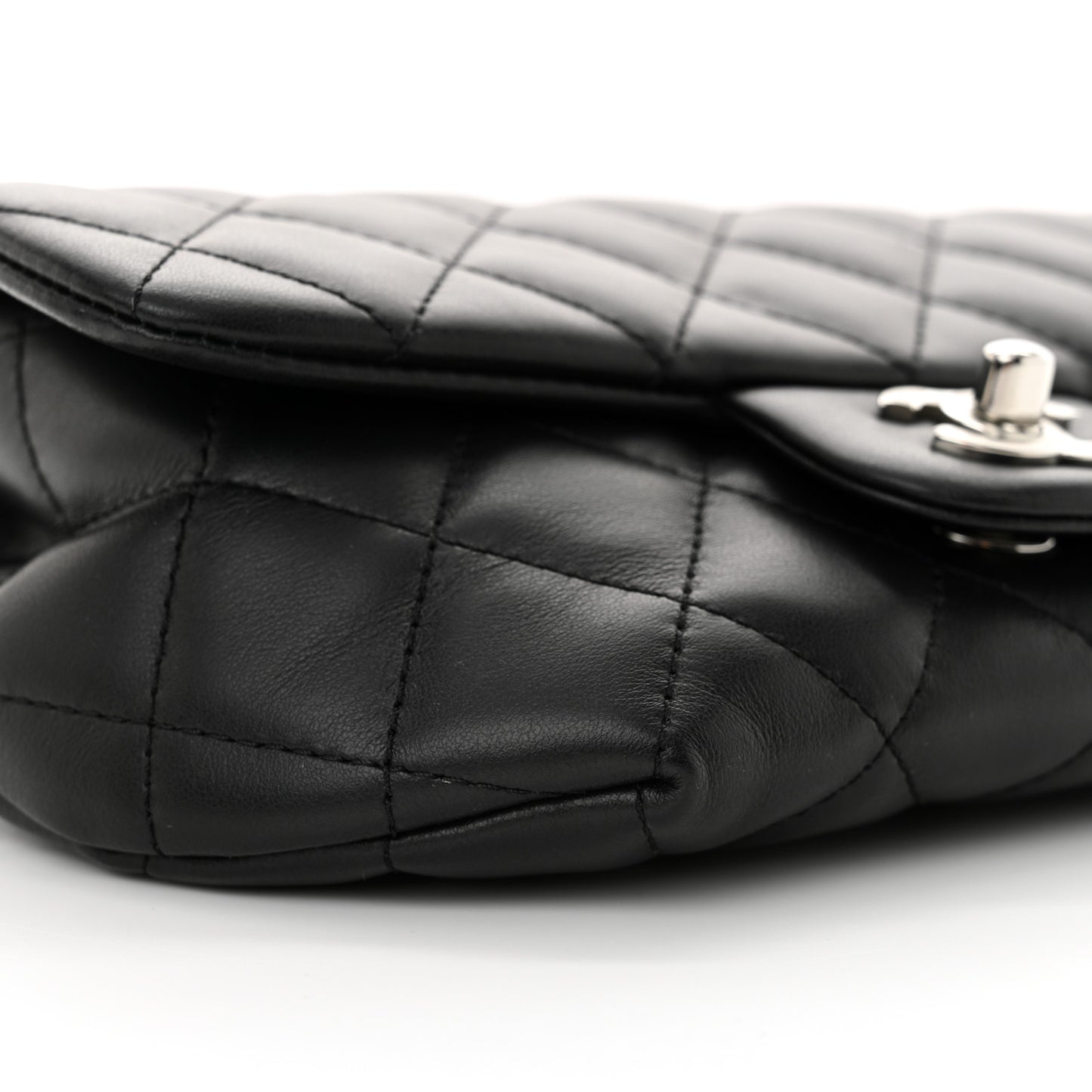 Calfskin Quilted CC Uniform Flap Belt Bag Black