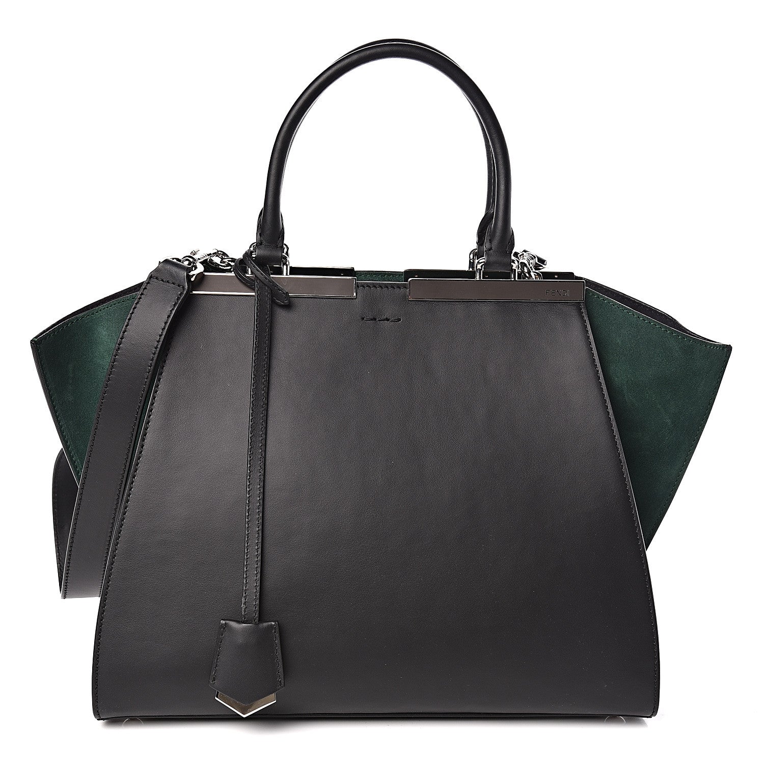 Fendi Vitello Baltico Kore Petite 3Jours Tote Black Verde Prato 1 of 10