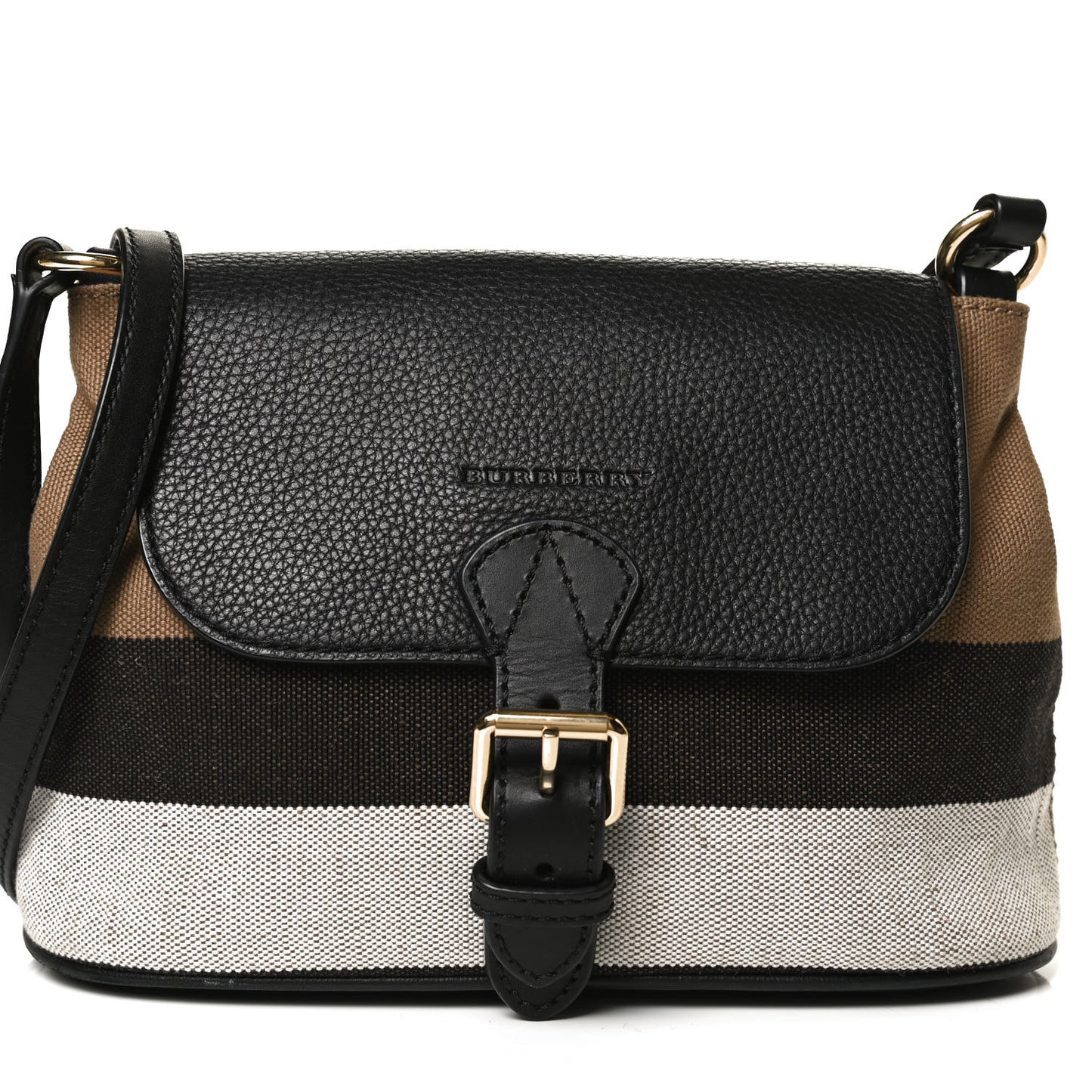 Mega Check Grainy Calfskin Small Gowan Messenger Bag Black