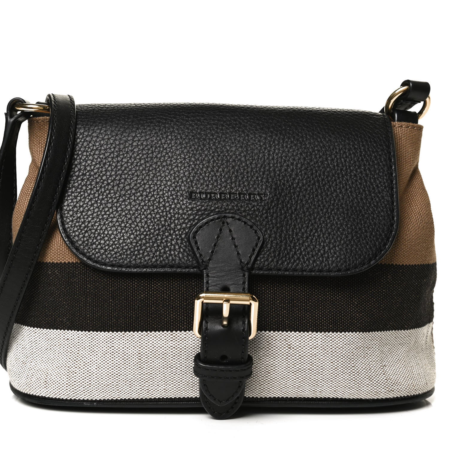 Burberry Mega Check Grainy Calfskin Small Gowan Messenger Bag Black 12 of 17