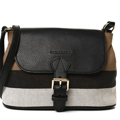 Burberry Mega Check Grainy Calfskin Small Gowan Messenger Bag Black 12 of 17