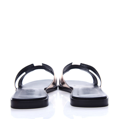 Hermes Metallic Nappa Oran Sandals 39 Rose Dore 7 of 11