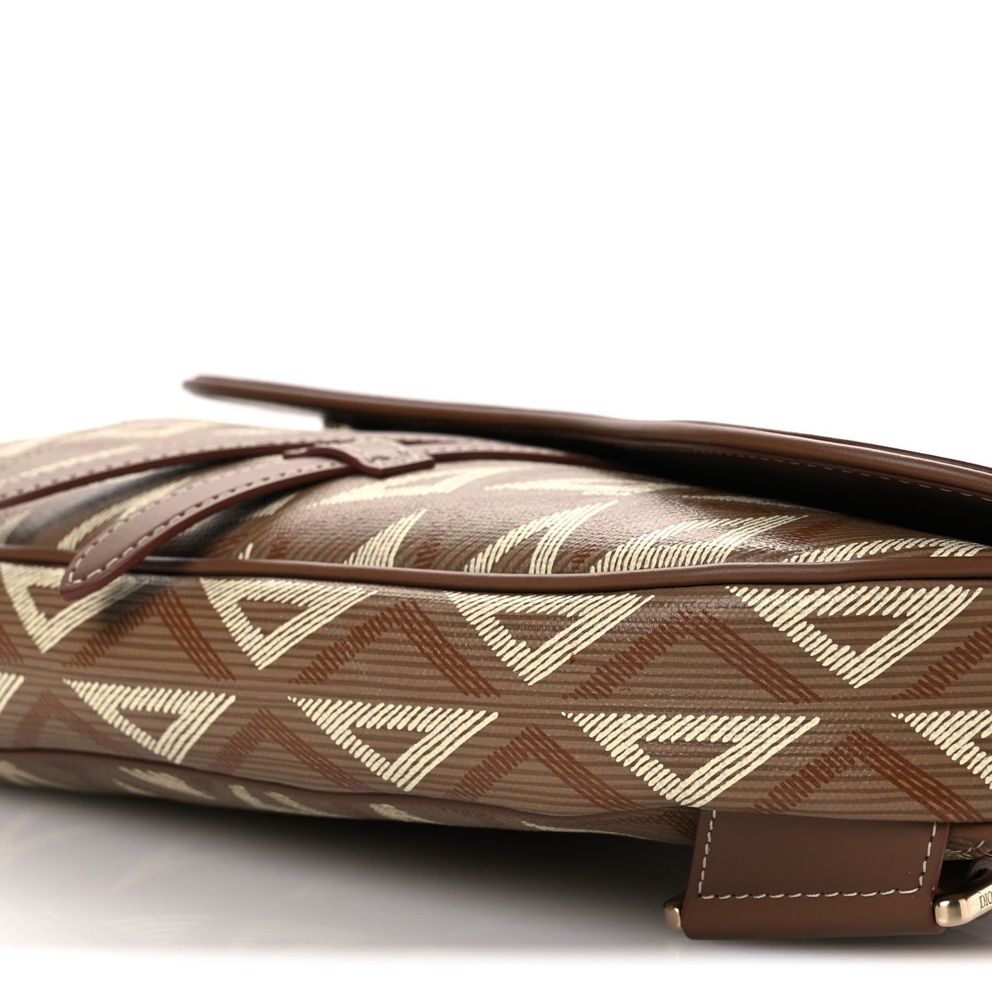 Coated Canvas CD Diamond Printed Mens Saddle Bag Coffee