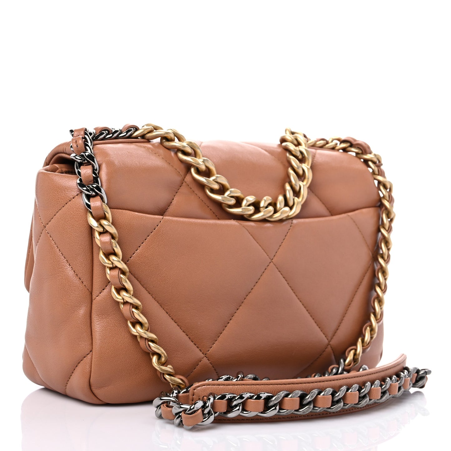 Lambskin Quilted Medium Chanel 19 Flap Brown