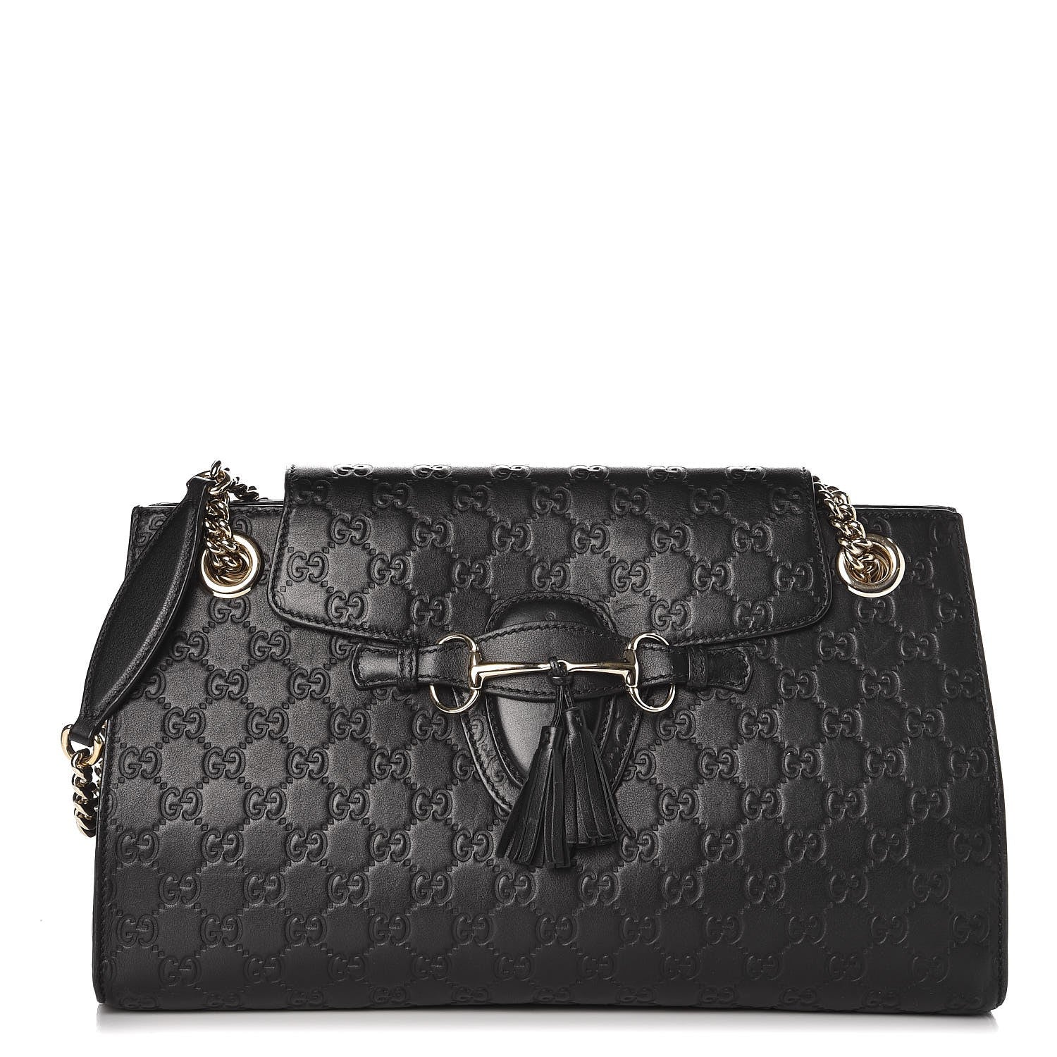 Gucci Guccissima Large Emily Chain Shoulder Bag Black 1 of 12