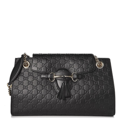 Gucci Guccissima Large Emily Chain Shoulder Bag Black 1 of 12