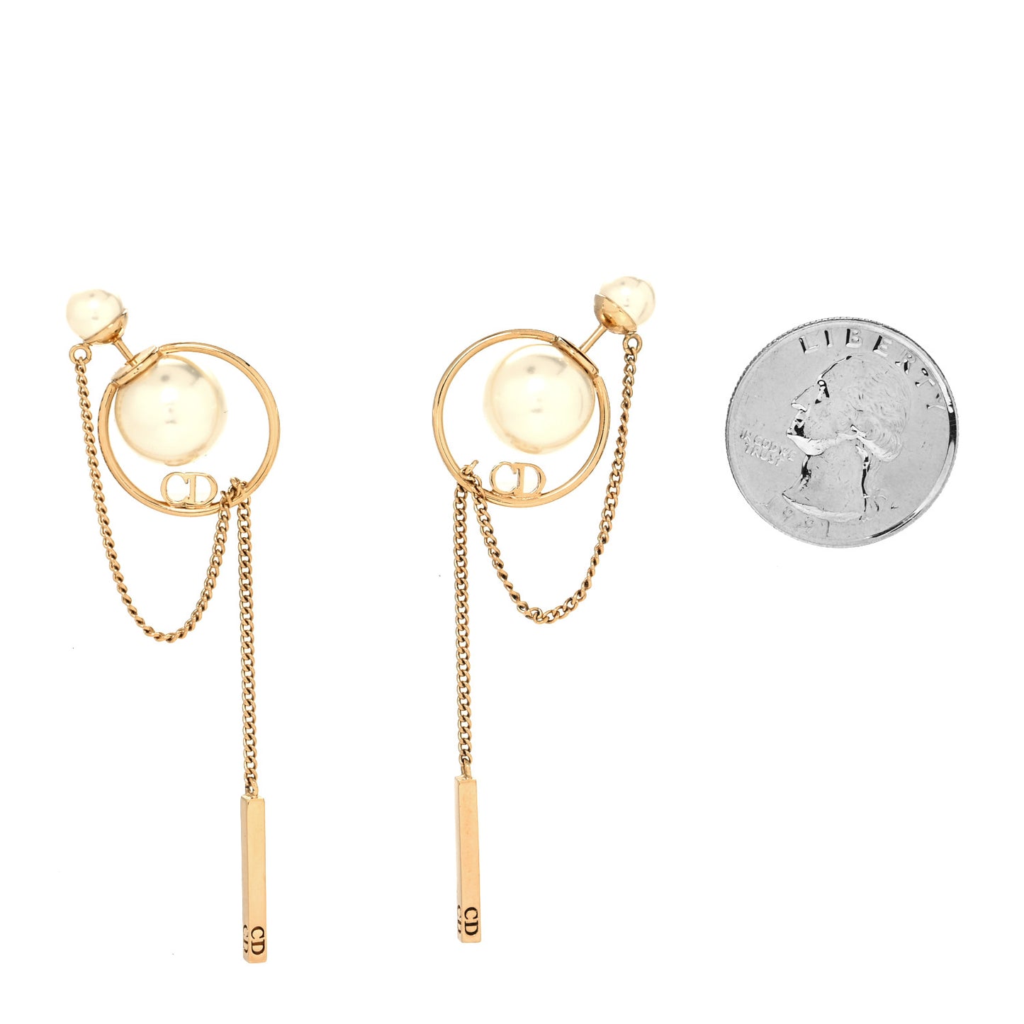 Pearl Tribales Dangle Chain Earrings Gold