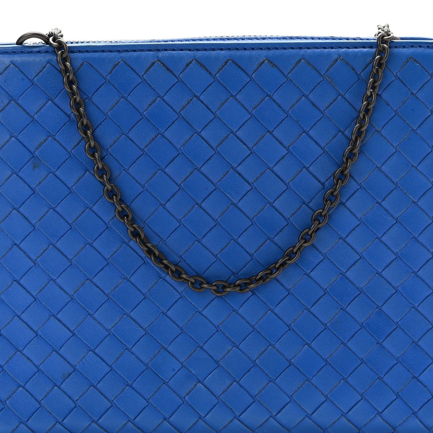 Bottega Veneta Nappa Intrecciato Zip Around Wallet On Chain Signal Blue 7 of 9