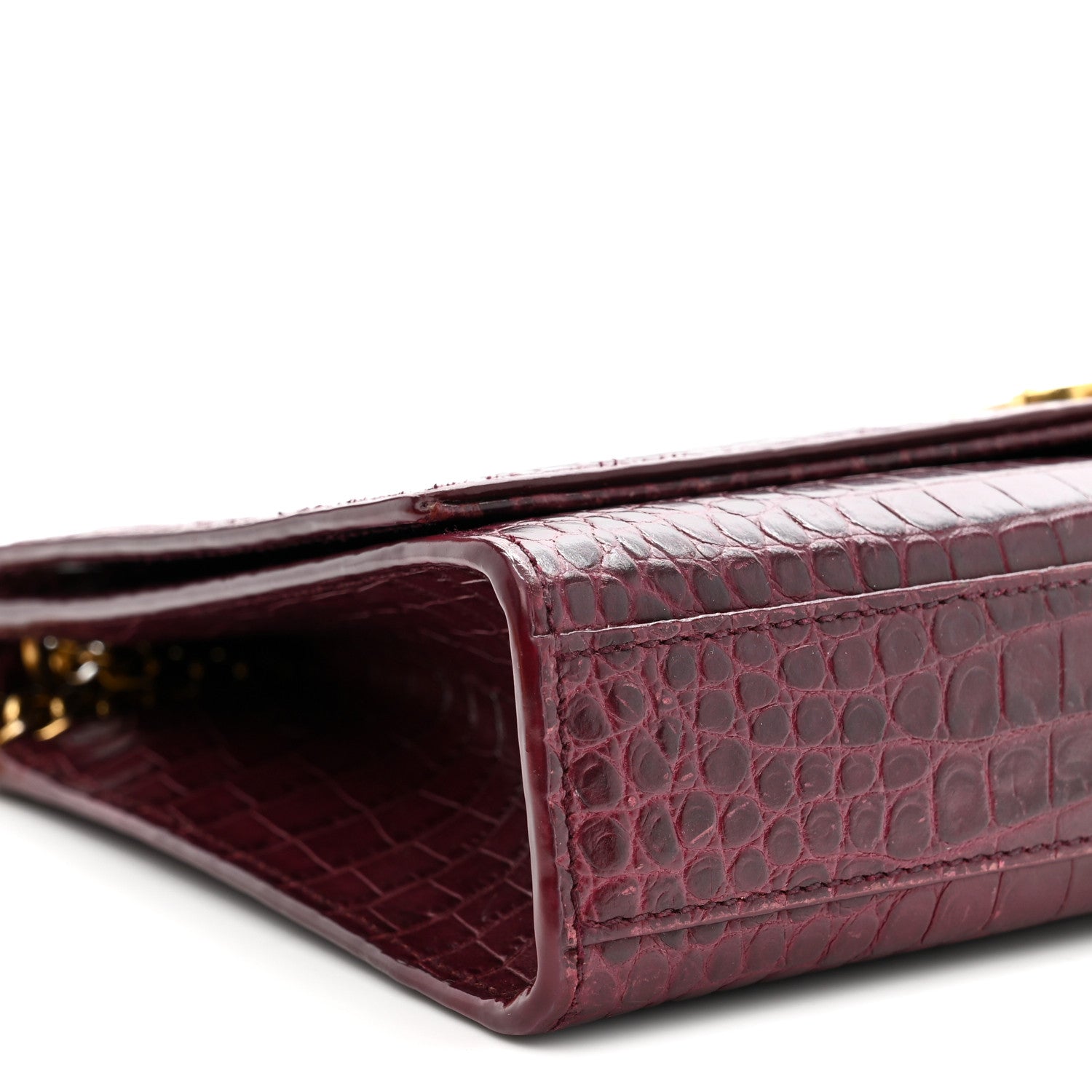 Saint Laurent Calfskin Crocodile Embossed Medium Classic Monogram Kate Tassel Satchel Dark Red 8 of 15