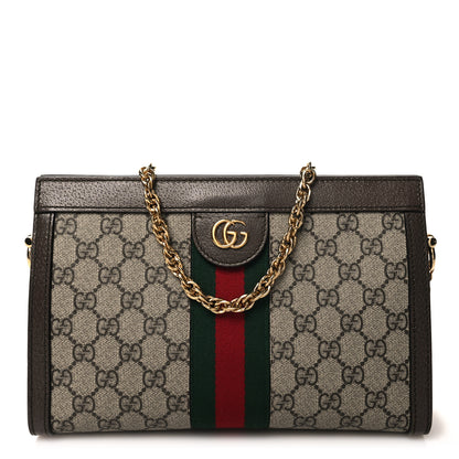Gucci GG Supreme Monogram Web Small Ophidia Chain Shoulder Bag Brown 1 of 11