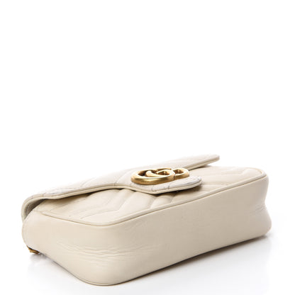 Gucci Calfskin Matelasse Super Mini GG Marmont Shoulder Bag White 4 of 10