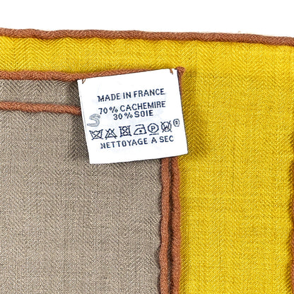 Hermes Silk Cashmere Brides De Gala Applique Pique Shawl 140 Beige Naturel Jaune 3 of 5