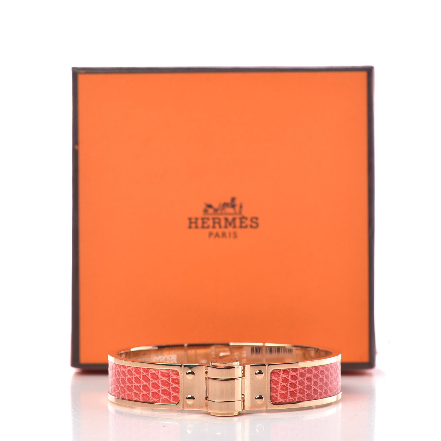Hermes Lizard Charniere Cuir Narrow Hinged Bracelet S Bougainvillea 5 of 5