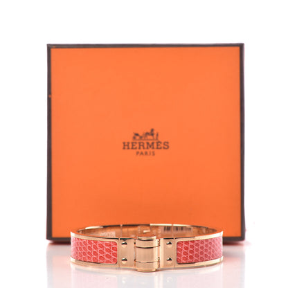 Hermes Lizard Charniere Cuir Narrow Hinged Bracelet S Bougainvillea 5 of 5