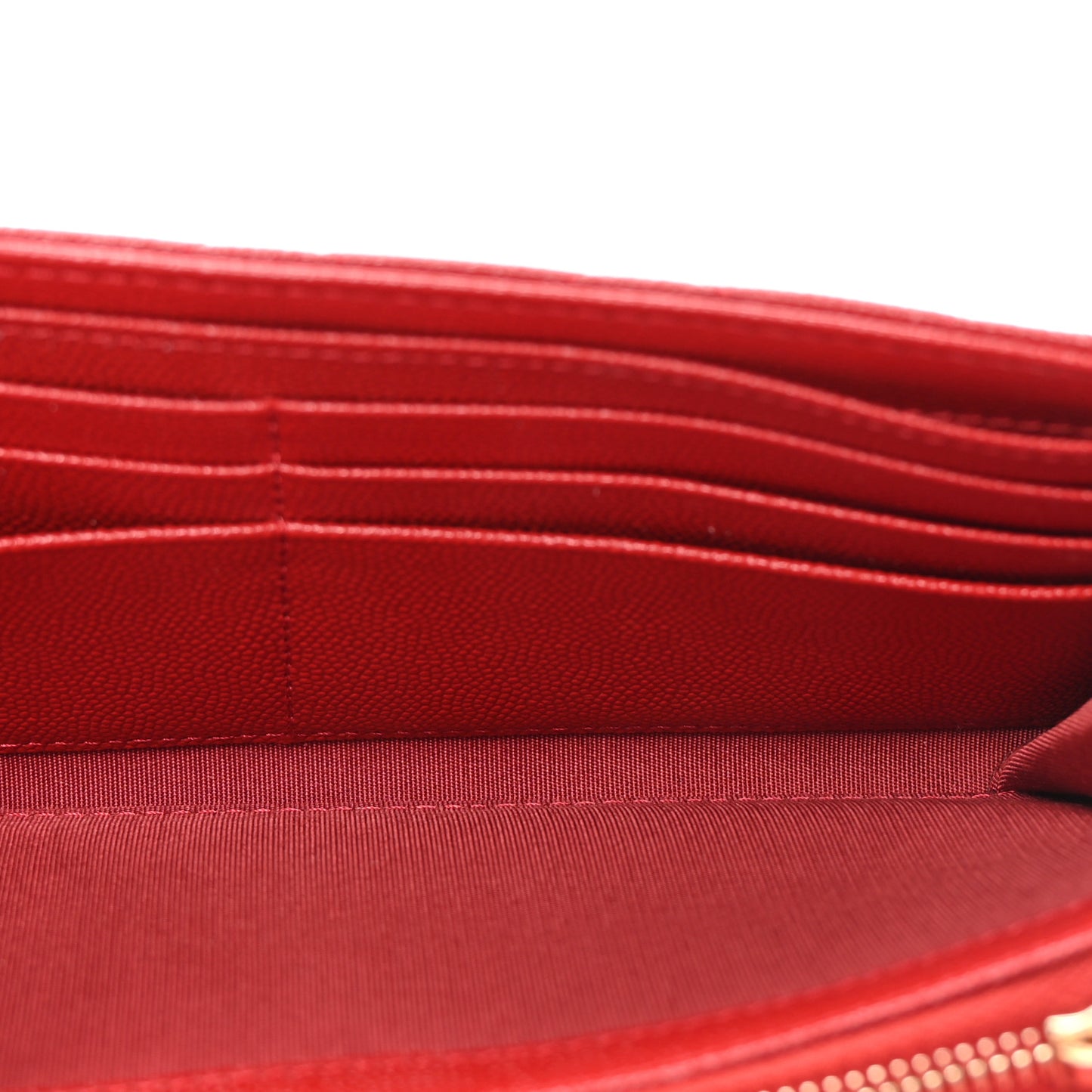 Caviar Quilted Large Golden Class Gusset Flap Wallet Red