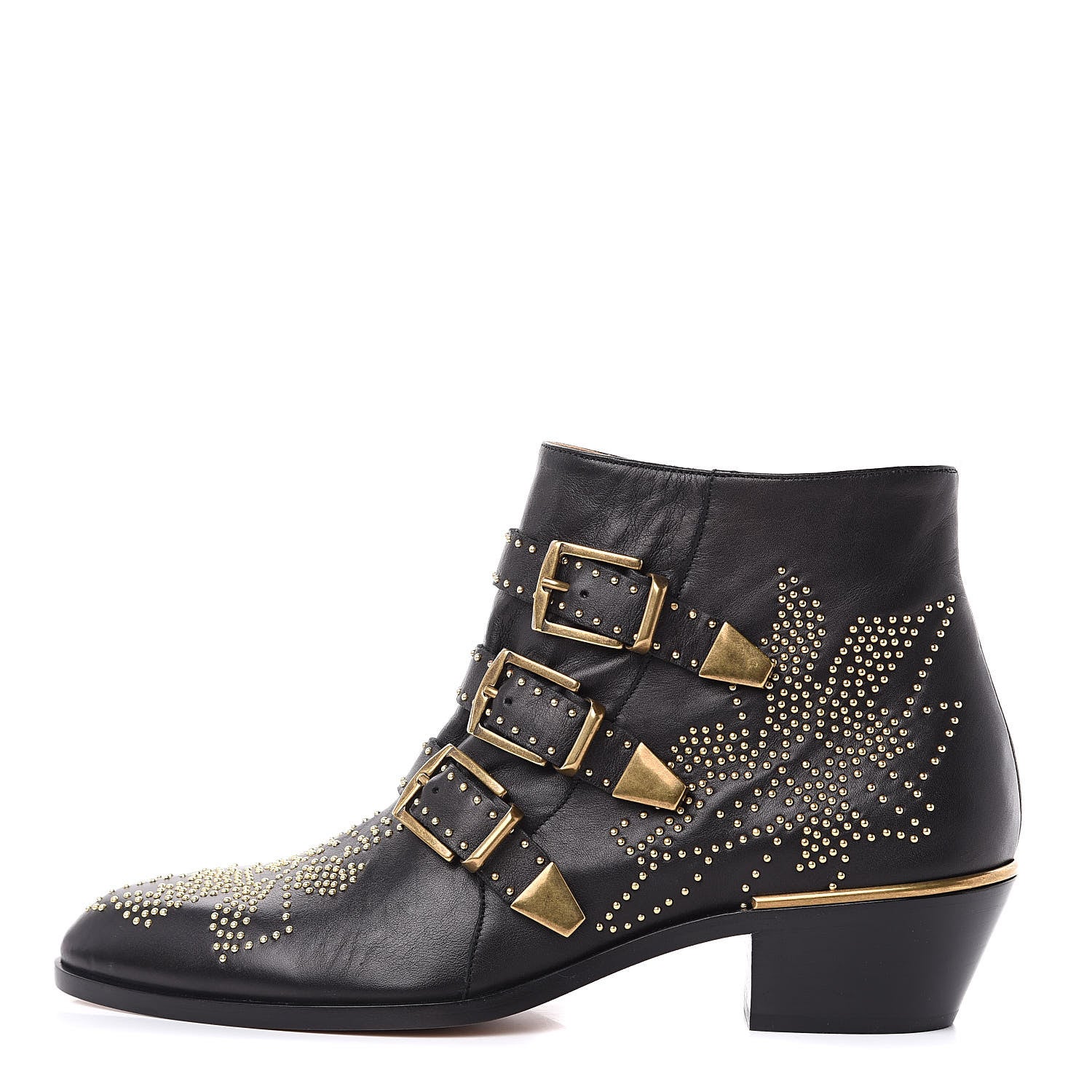 Chloe Nappa Sheepskin Studded Susanna Ankle Boots 40.5 Black 1 of 8