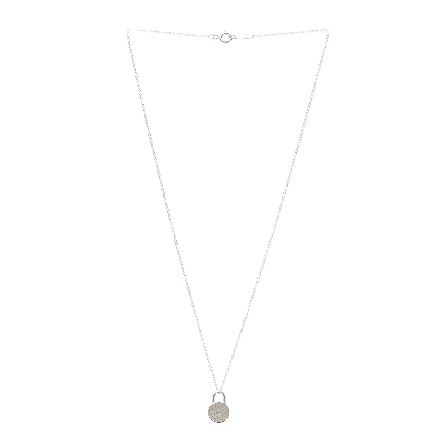 Sterling Silver Diamond 1837 Circle Lock Necklace