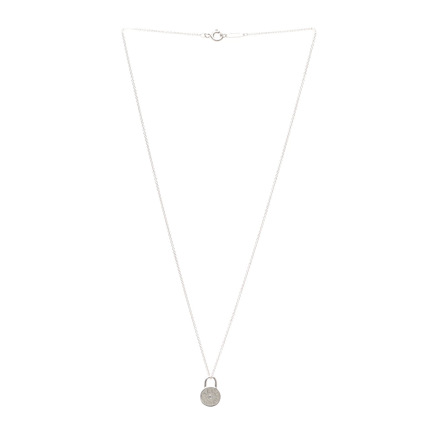 Tiffany Sterling Silver Diamond 1837 Circle Lock Necklace 3 of 5