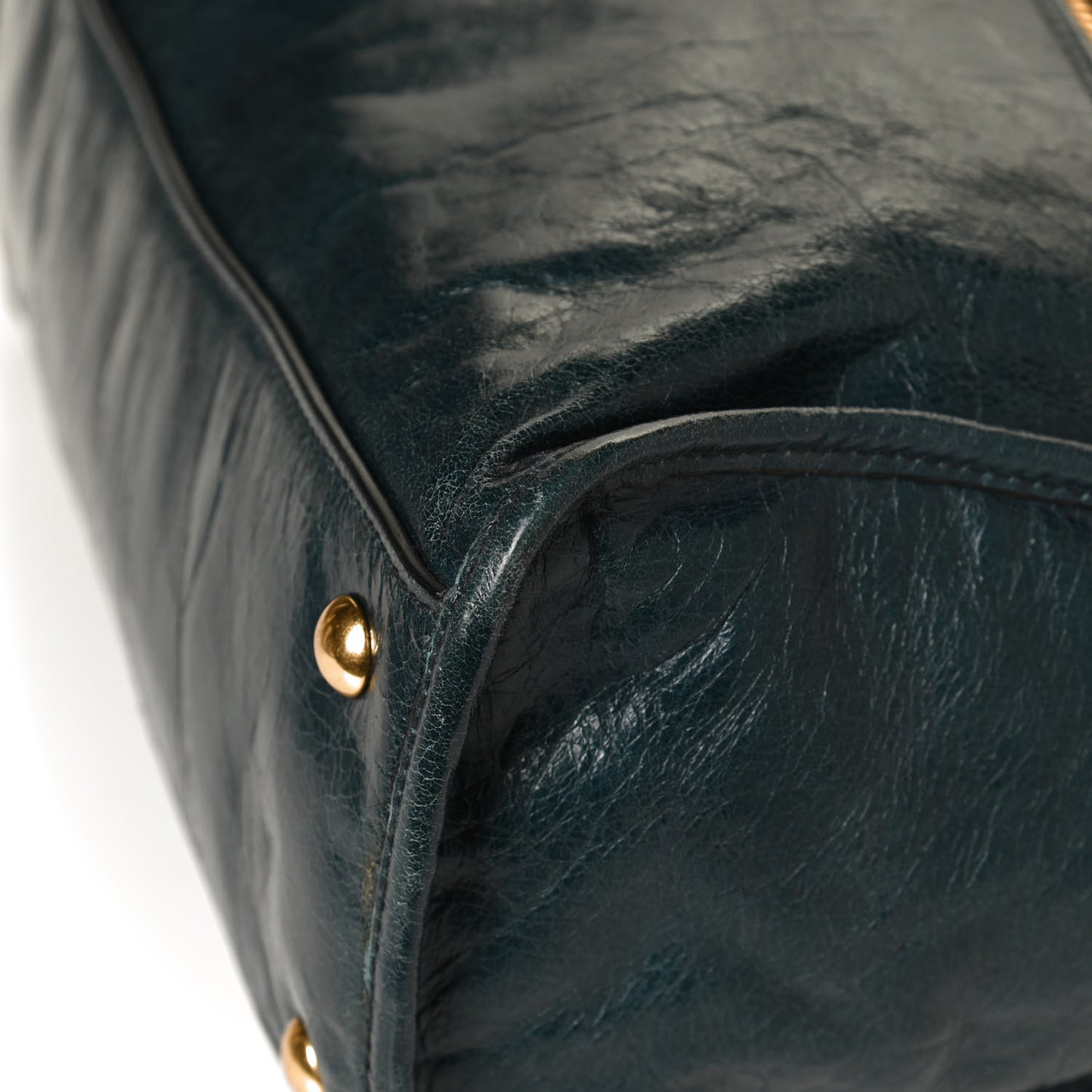 Vitello Shine Zip Tote Denim