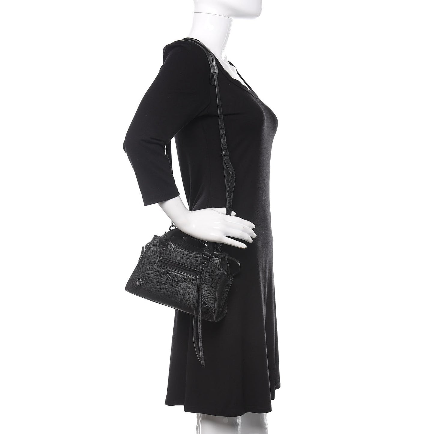 Grained Calfskin Neo Classic Black Hardware Mini City Black