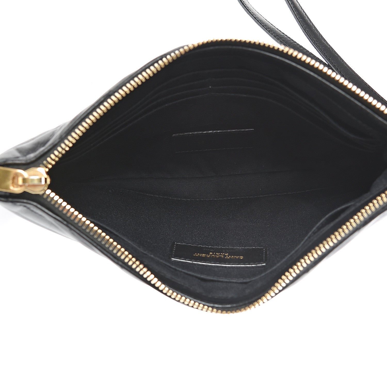 Saint Laurent Calfskin Matelasse Chevron Monogram A5 Wristlet Black 5 of 9