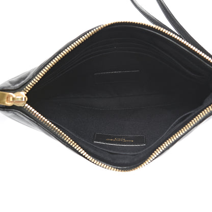 Saint Laurent Calfskin Matelasse Chevron Monogram A5 Wristlet Black 5 of 9