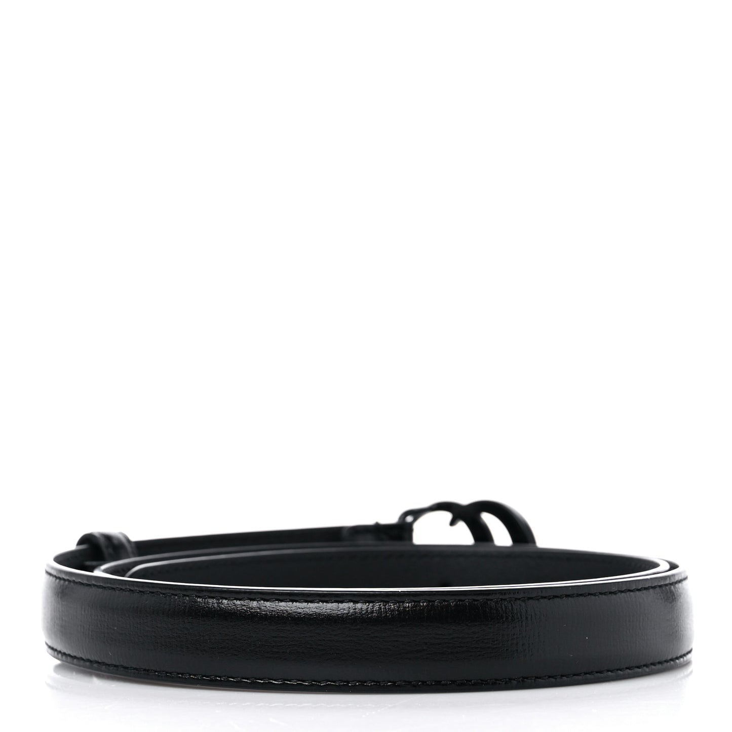 Azalea Calfskin Enamel Monochrome Double G 20mm Belt 80 32 Black