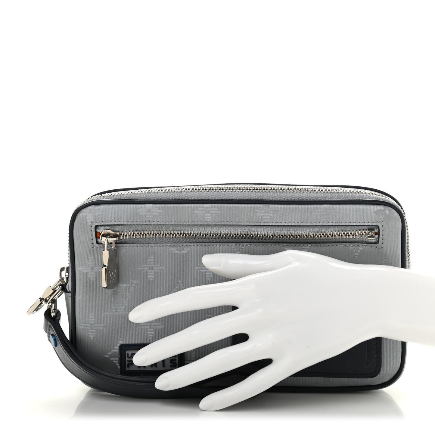 Monogram Satellite Alpha Clutch Silver