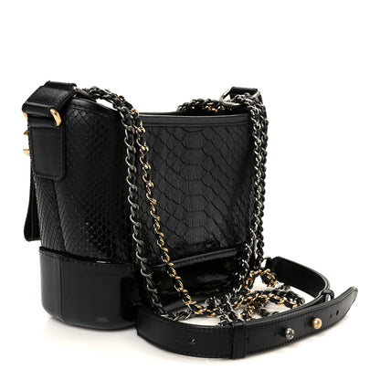 Chanel Snakeskin Patent Calfskin Small Gabrielle Hobo Black 3 of 10