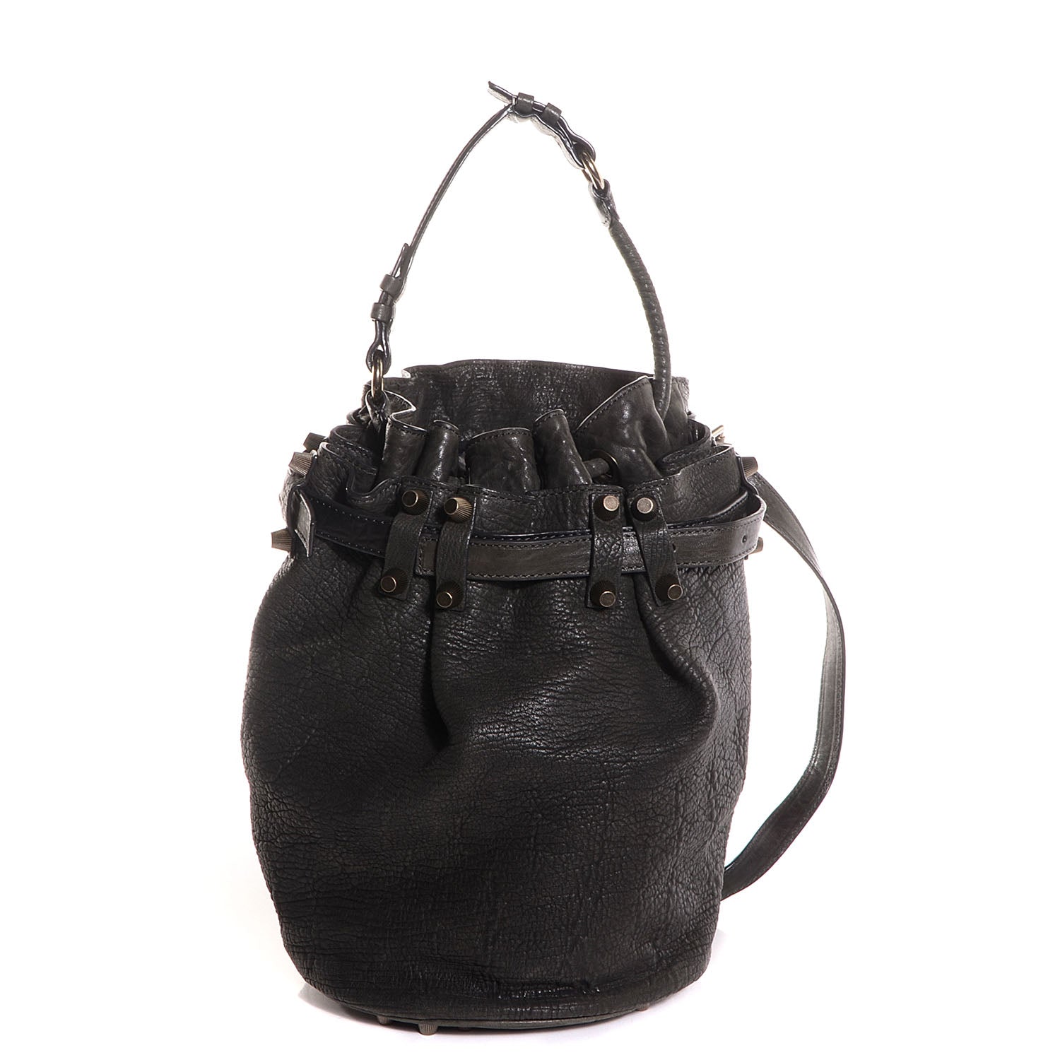 Alexander Wang Pebbled Leather Antique Brass Diego Bucket Bag Charcoal 1 of 6