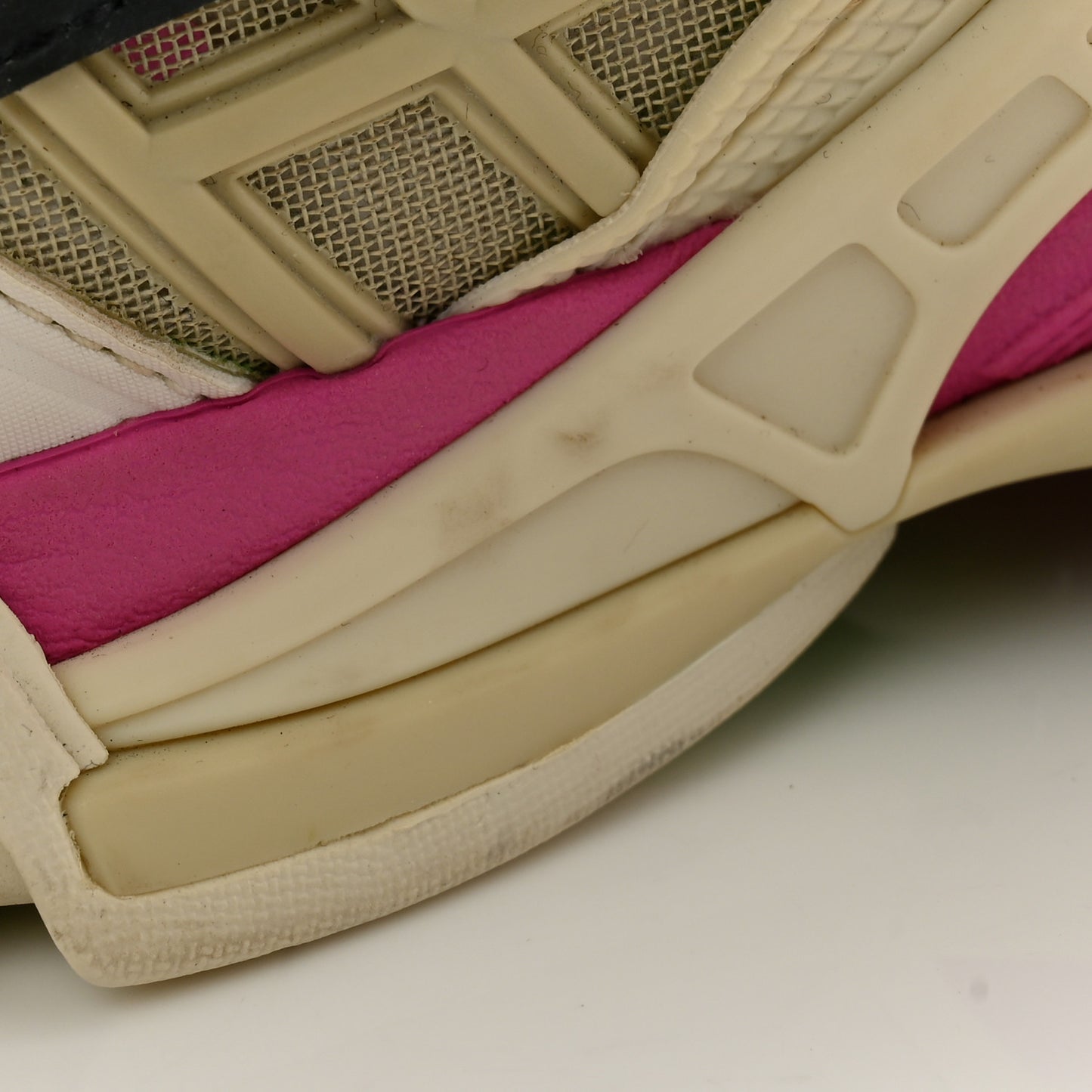 Rubber Mesh Bi-Color Womens Track.2 Open Sneakers 39 White Green Pink