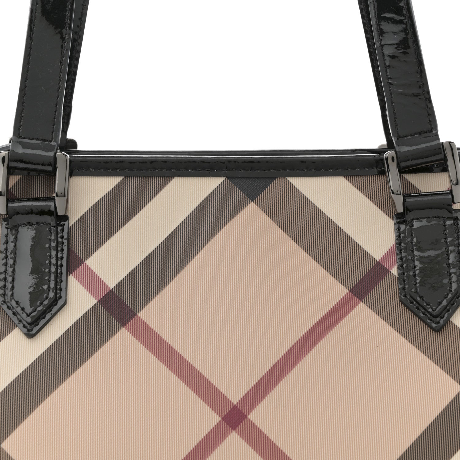 Burberry Metallic Calfskin Nova Check Small Nickie Tote Black 8 of 10