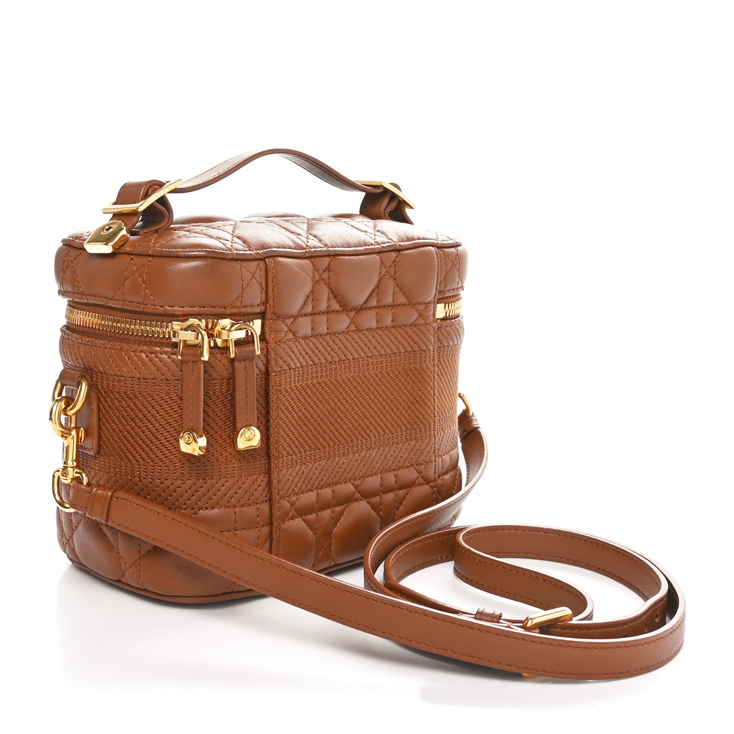 Lambskin Cannage Small Diortravel Vanity Case Cognac