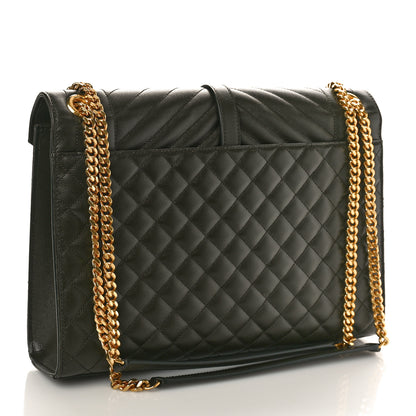 Saint Laurent Grain De Poudre Textured Mixed Matelasse Large Triquilt Monogram Satchel Army Green 3 of 9