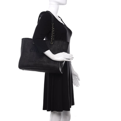 Chanel Mixed Fibers Striped Small Deauville Tote Black 2 of 10