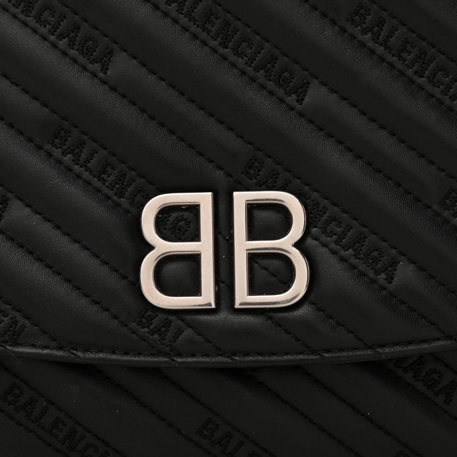 Balenciaga Calfskin Logo Matelasse Large Round Shoulder Bag Black 11 of 11