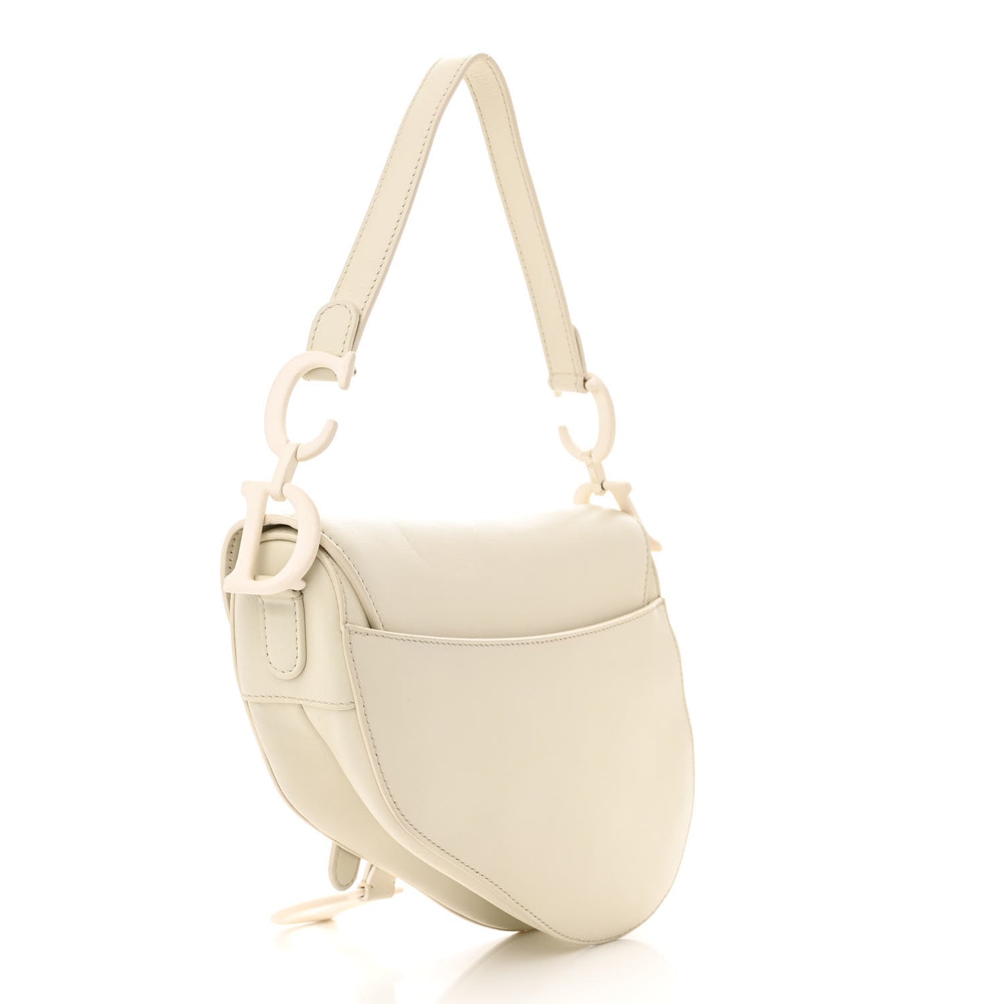 Ultra Matte Calfskin Saddle Bag Off White