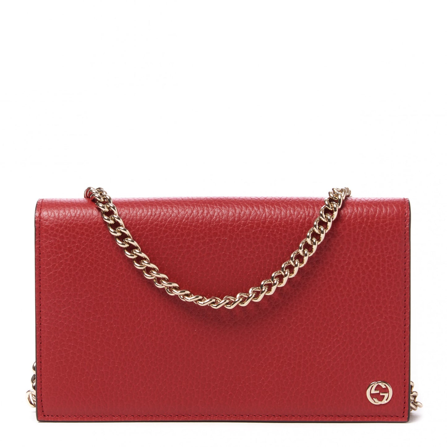 Dollar Calfskin Medium Betty Chain Wallet Red