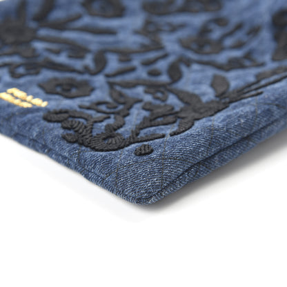 Prada Denim Impuntura Drawstring Pouch Blue Black 7 of 10