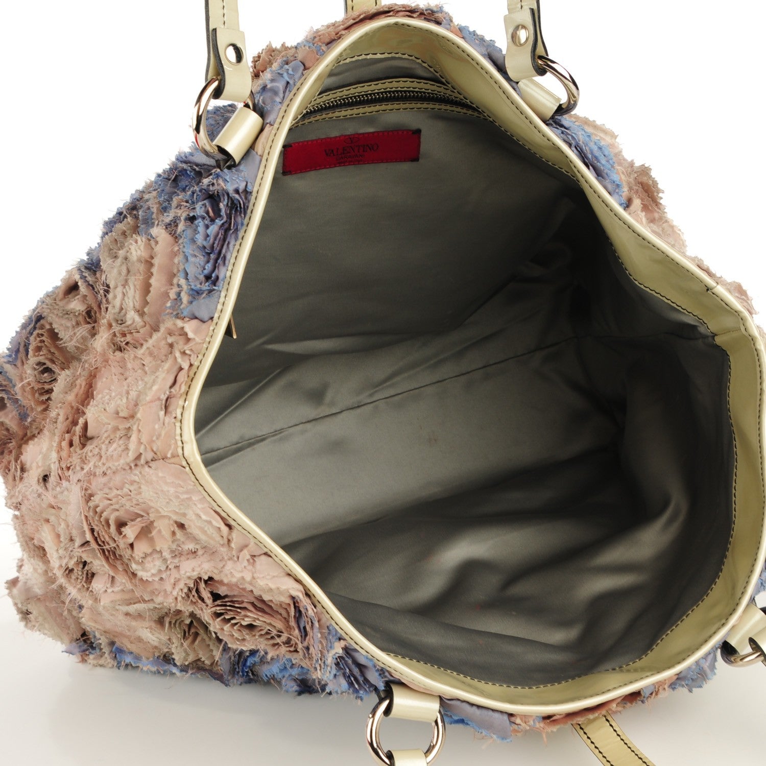 Valentino Garavani Silk Rosier Tote Violet Cream 7 of 8