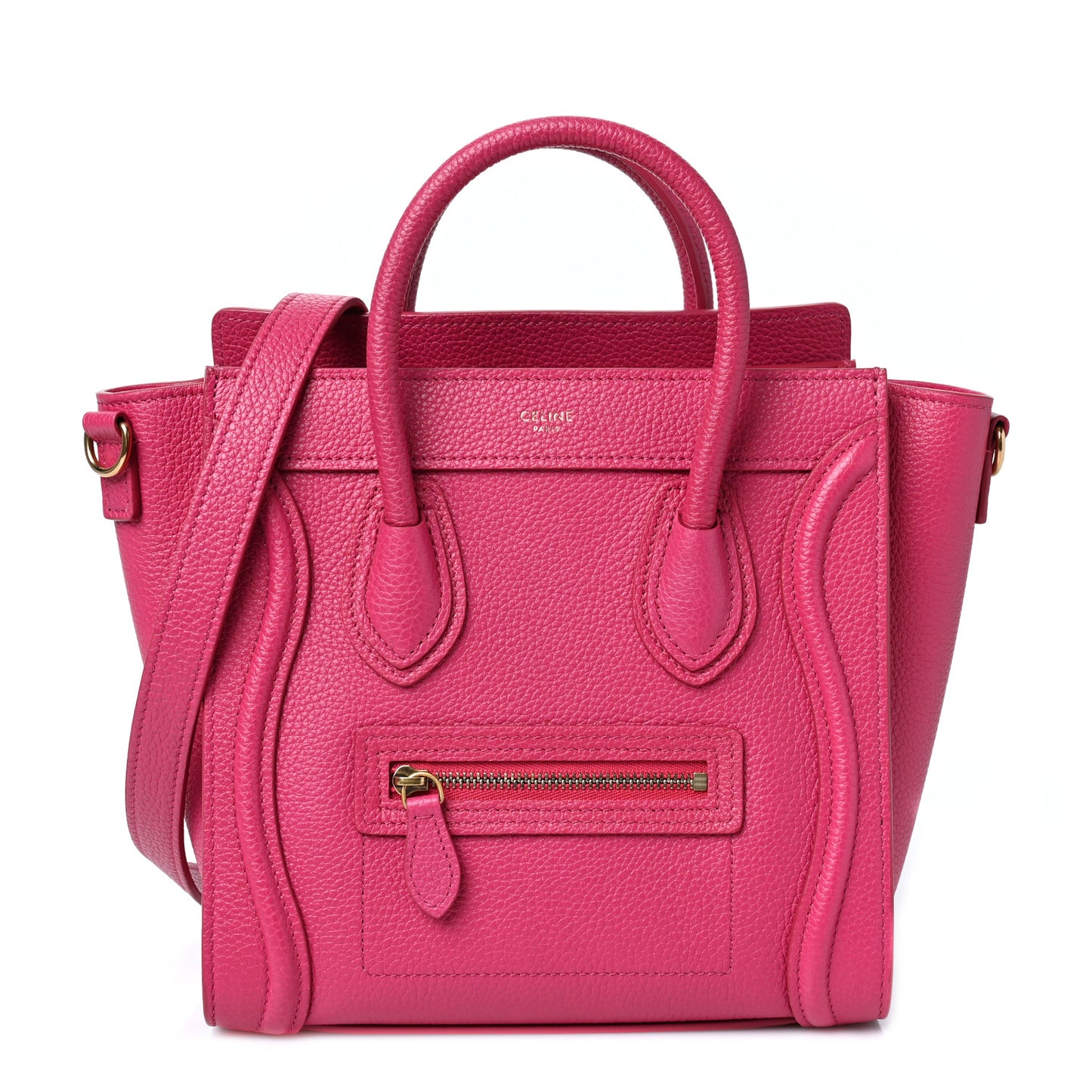 Drummed Calfskin Nano Luggage Fuchsia